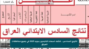 نتائج السادس.. كشف أسماء الناجحين بدورة 2025 في جميع محافظات العراق